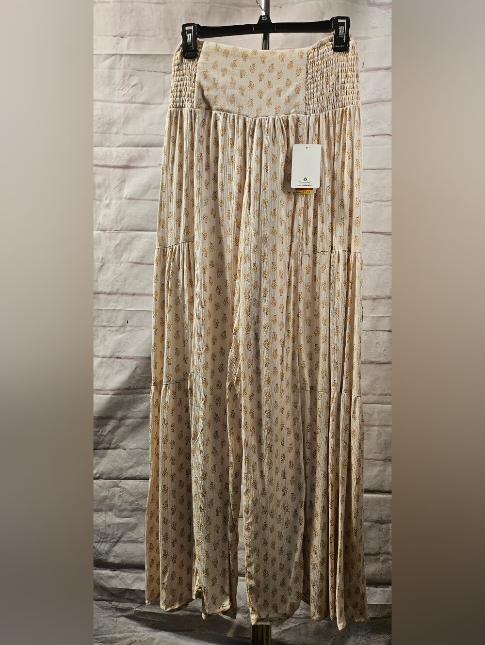 Pink Republic Boho Maxi Skirt in Cream with Subtle Gold Print